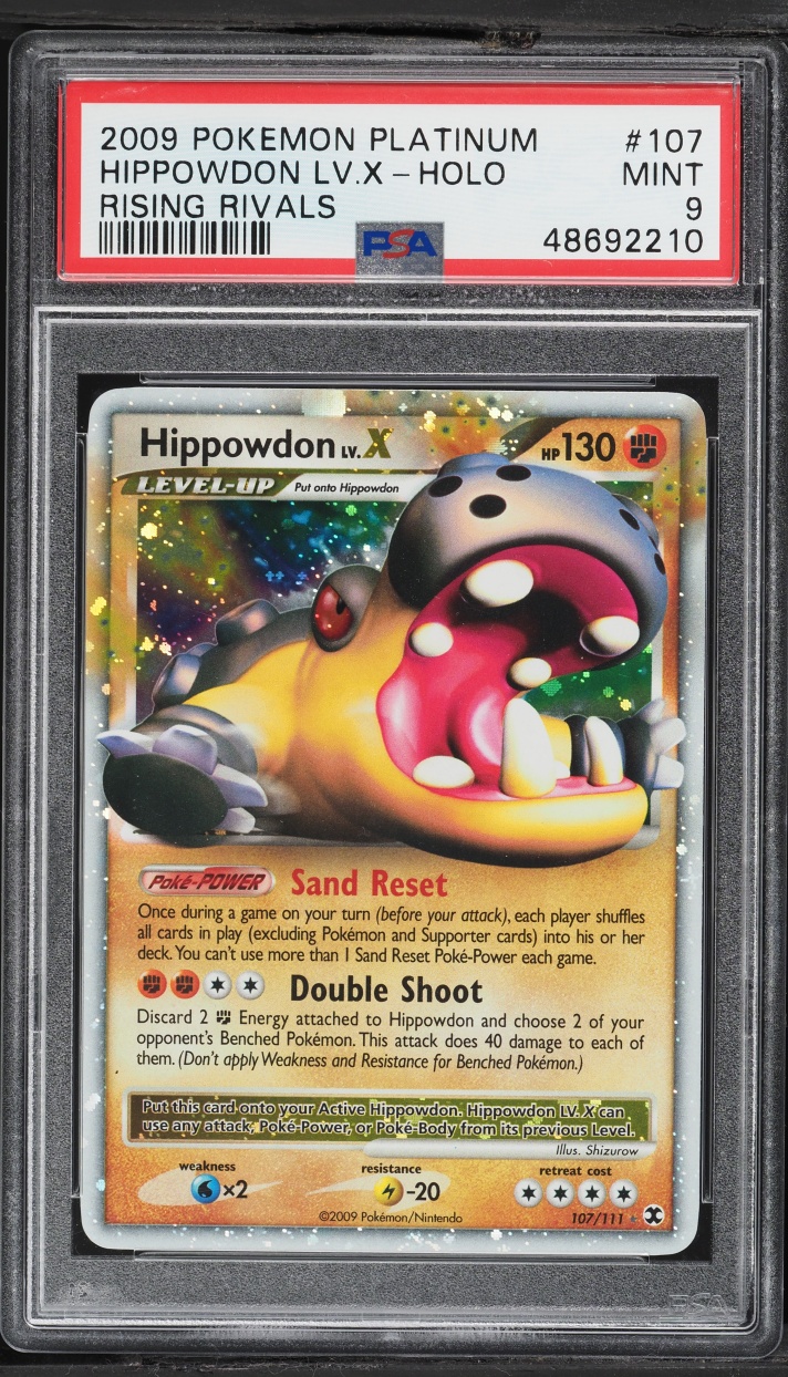 2009 Pokemon Platinum Rising Rivals Holo Hippowdon LV.X #107 PSA 9 MINT