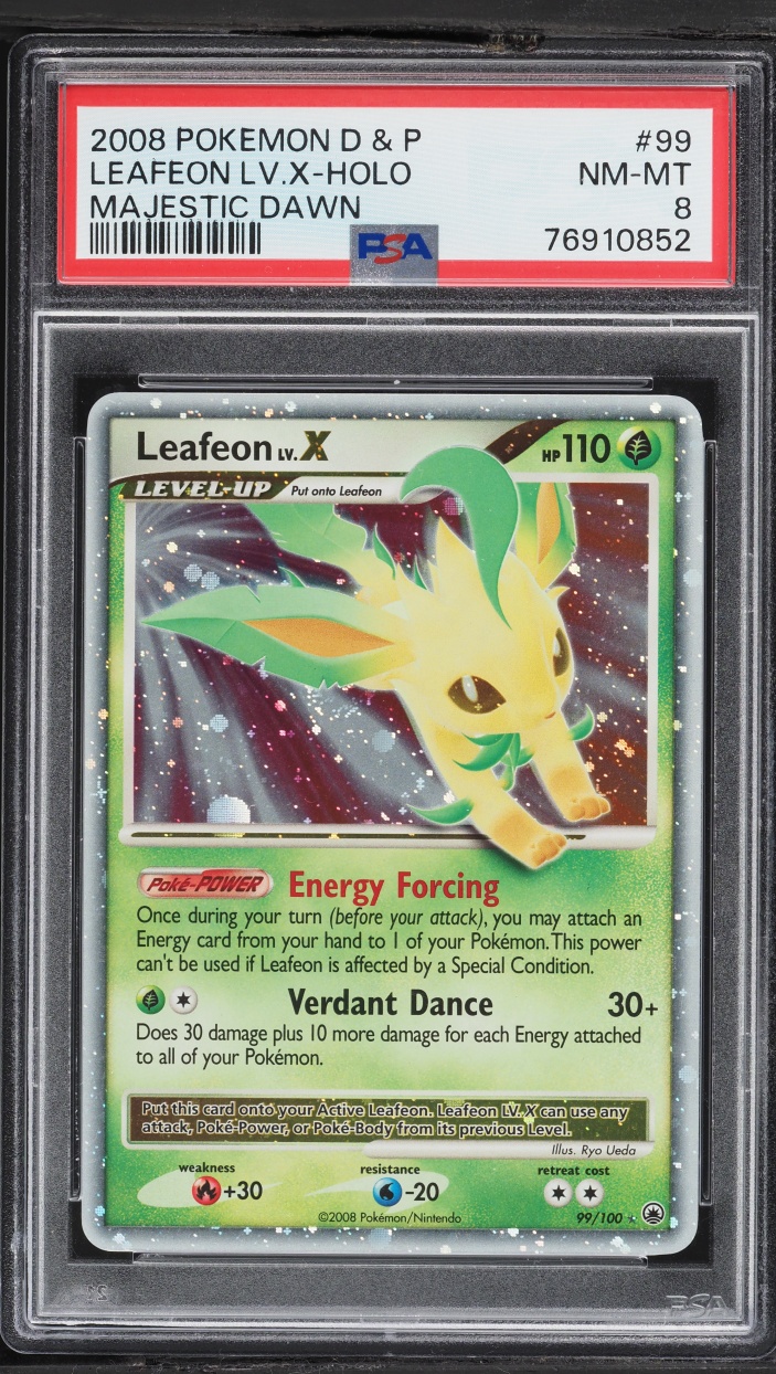 2008 Pokemon Diamond & Pearl Majestic Dawn Holo Leafeon LV.X #99 PSA 8 NM-MT