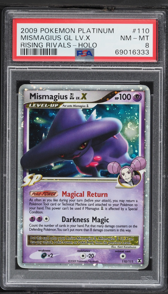 2009 Pokemon Platinum Rising Rivals Holo Mismagius GL LV.X #110 PSA 8 NM-MT
