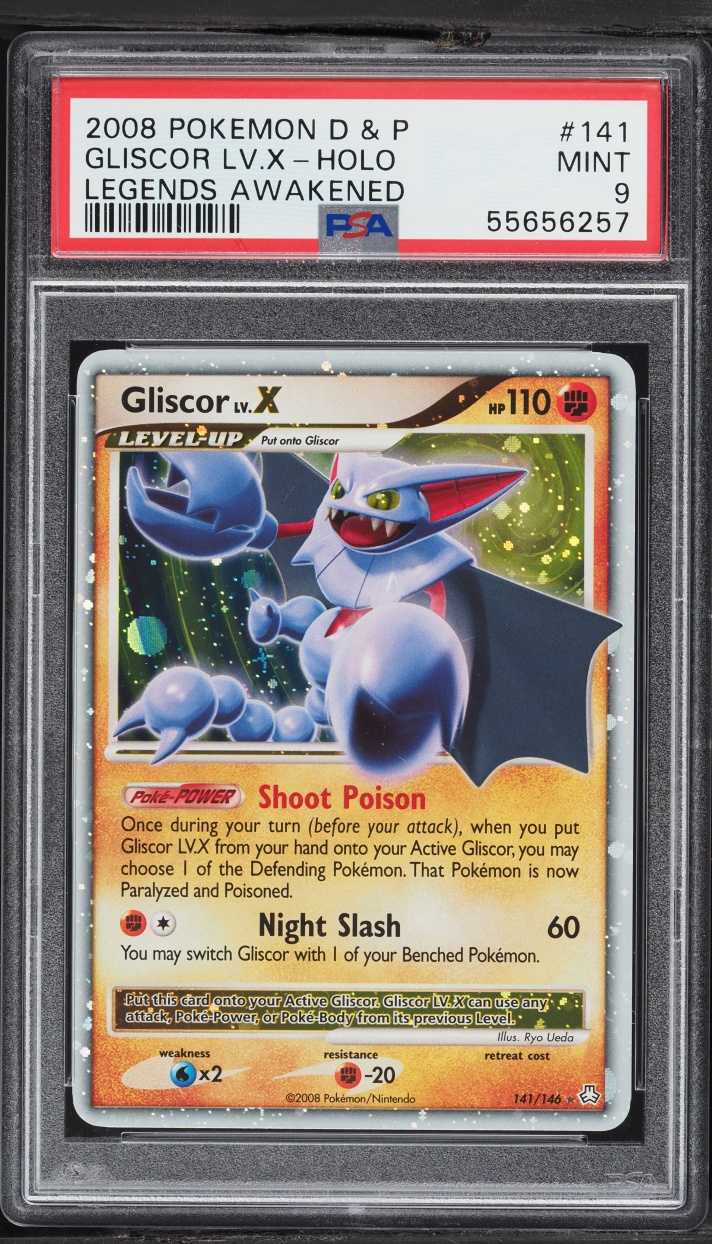 2008 Pokemon Diamond & Pearl Legends Awakened Holo Gliscor LV.X #141 PSA 9 MINT