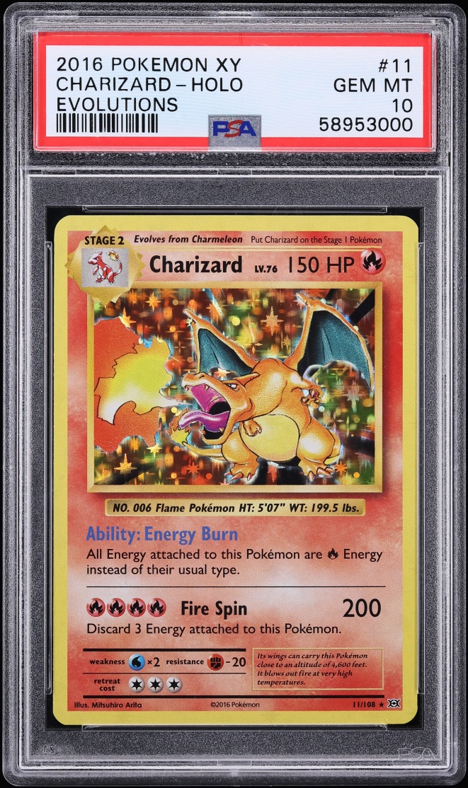 2016 Pokemon XY Evolutions Holo Charizard #11 PSA 10 GEM MINT