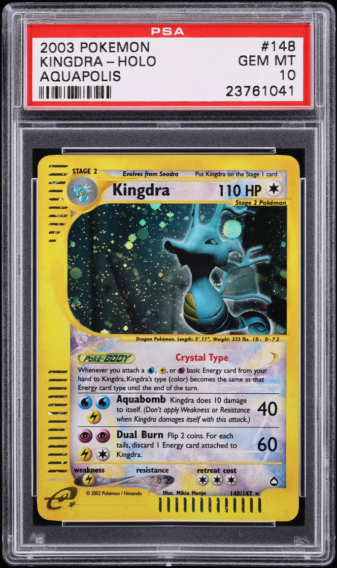 2003 Pokemon Aquapolis Holo Crystal Kingdra #148 PSA 10 GEM MINT