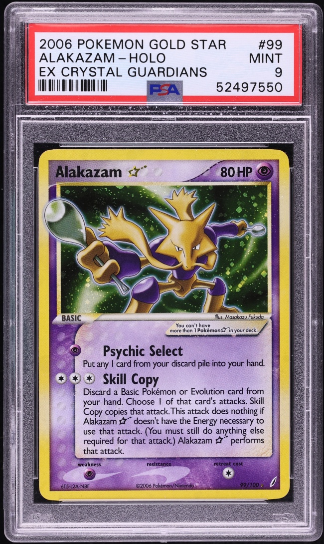 2006 Pokemon EX Crystal Guardians Holo Alakazam Gold Star #99 PSA 9 MINT