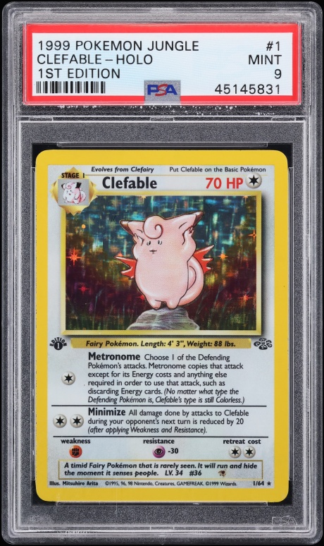 1999 Pokemon Jungle 1st Edition Holo Clefable #1 PSA 9 MINT