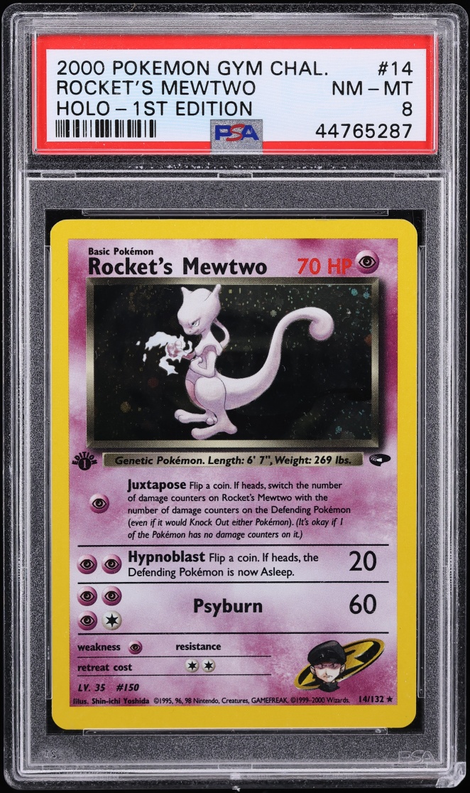 2000 Pokemon Gym Challenge 1st Edition Holo Rocket's Mewtwo #14 PSA 8 NM-MT