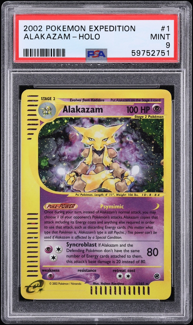 2002 Pokemon Expedition Holo Alakazam #1 PSA 9 MINT
