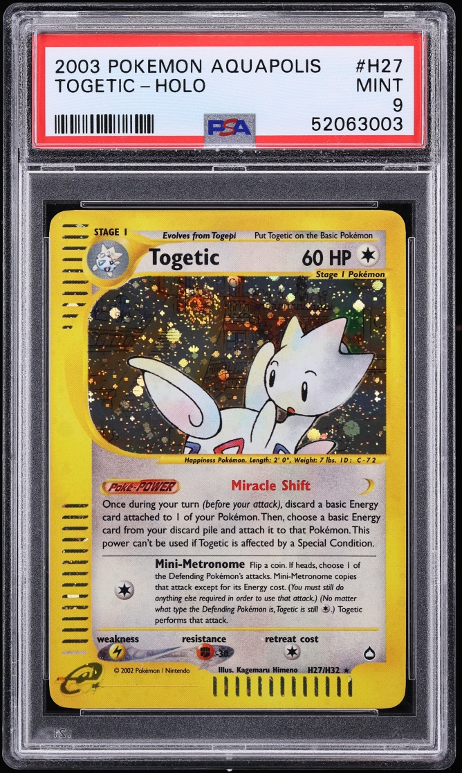 2003 Pokemon Aquapolis Holo Togetic #H27 PSA 9 MINT