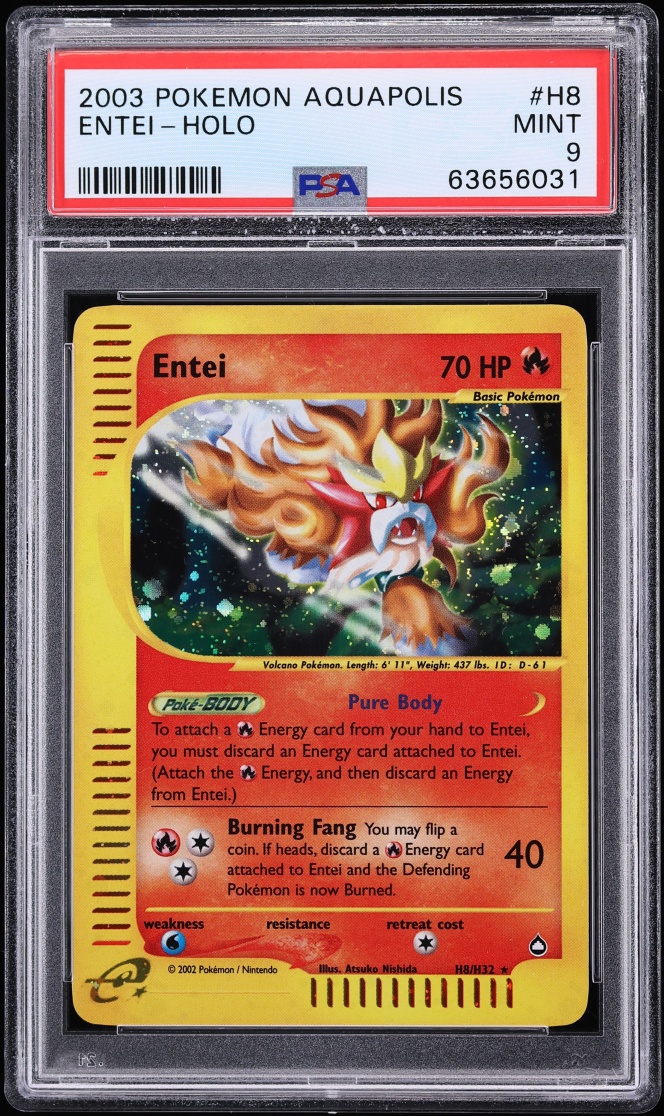 2003 Pokemon Aquapolis Holo Entei #H8 PSA 9 MINT