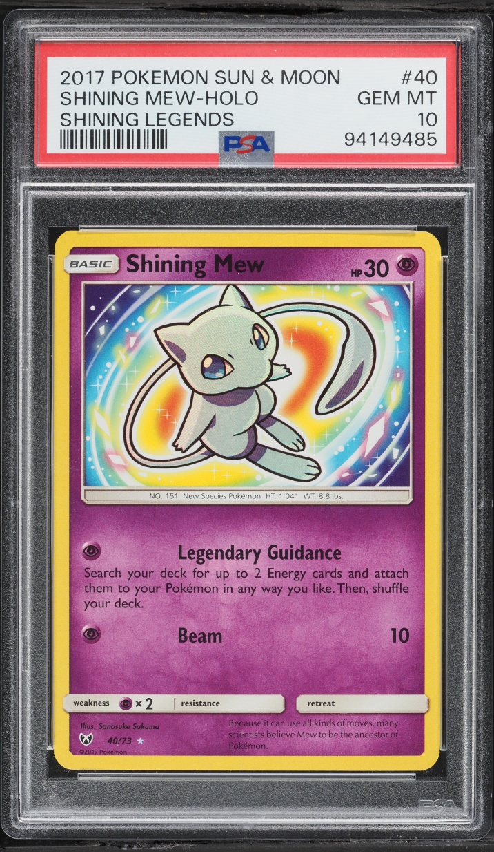 2017 Pokemon Sun & Moon Shining Legends Holo Shining Mew #40 PSA 10 GEM MINT