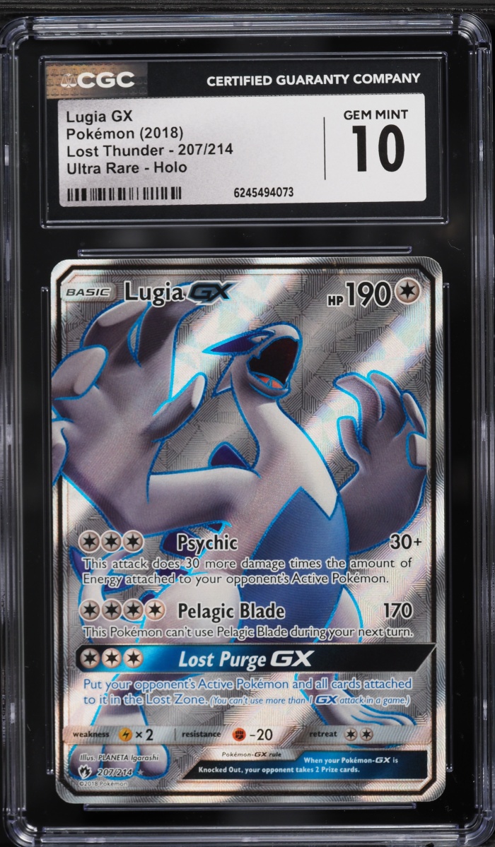 2018 Pokemon Sun & Moon Lost Thunder Full Art Lugia GX #207 CGC 10 GEM MINT