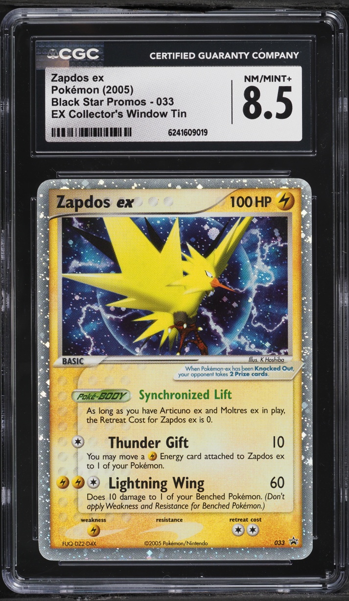 2005 Pokemon Black Star Promo EX Collector's Window Tin Holo Zapdos Ex #33 CGC 8.5 NM-MT+
