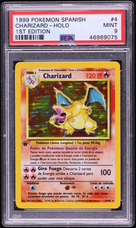 1999 Pokemon Spanish Base Set 1st Edition Holo Charizard #4 PSA 9 MINT