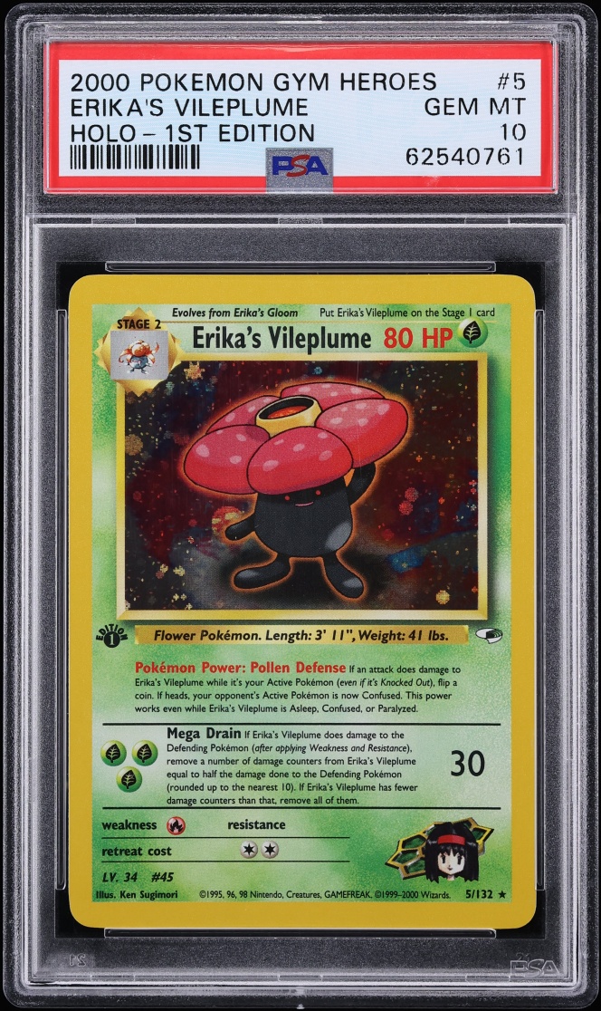 2000 Pokemon Gym Heroes 1st Edition Holo Erika's Vileplume #5 PSA 10 GEM MINT