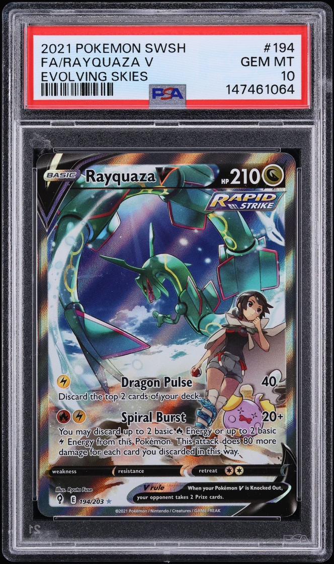 2021 Pokemon Sword & Shield Evolving Skies Alt Art Rayquaza V #194 PSA 10 GEM MINT