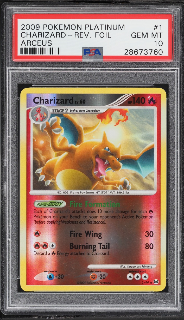 2009 Pokemon Platinum Arceus Reverse Holo Charizard #1 PSA 10 GEM MINT