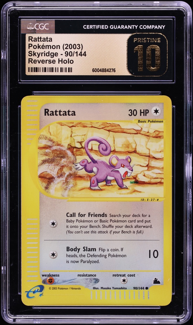 2003 Pokemon Skyridge Reverse Holo Rattata #90 CGC 10 PRISTINE