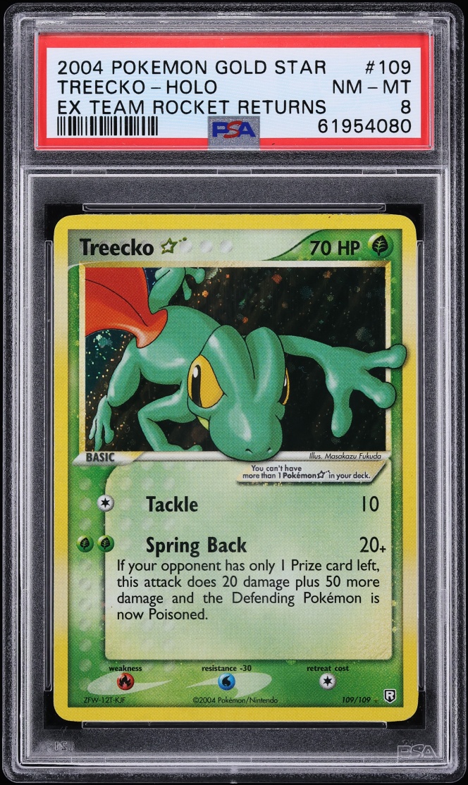 2004 Pokemon EX Team Rocket Returns Holo Treecko Gold Star #109 PSA 8 NM-MT