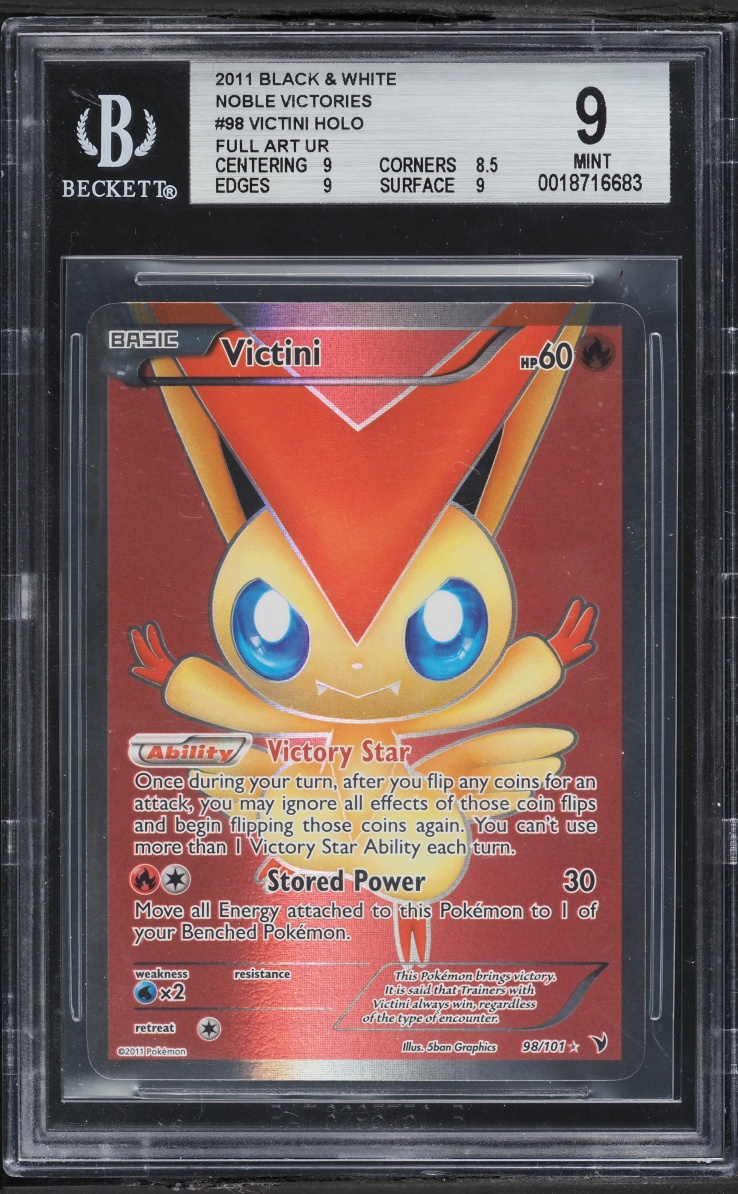 2011 Pokemon Black & White Noble Victories Full Art Victini #98 BGS 9 MINT