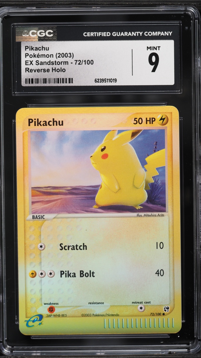 2003 Pokemon EX Sandstorm Reverse Holo Pikachu #72 CGC 9 MINT