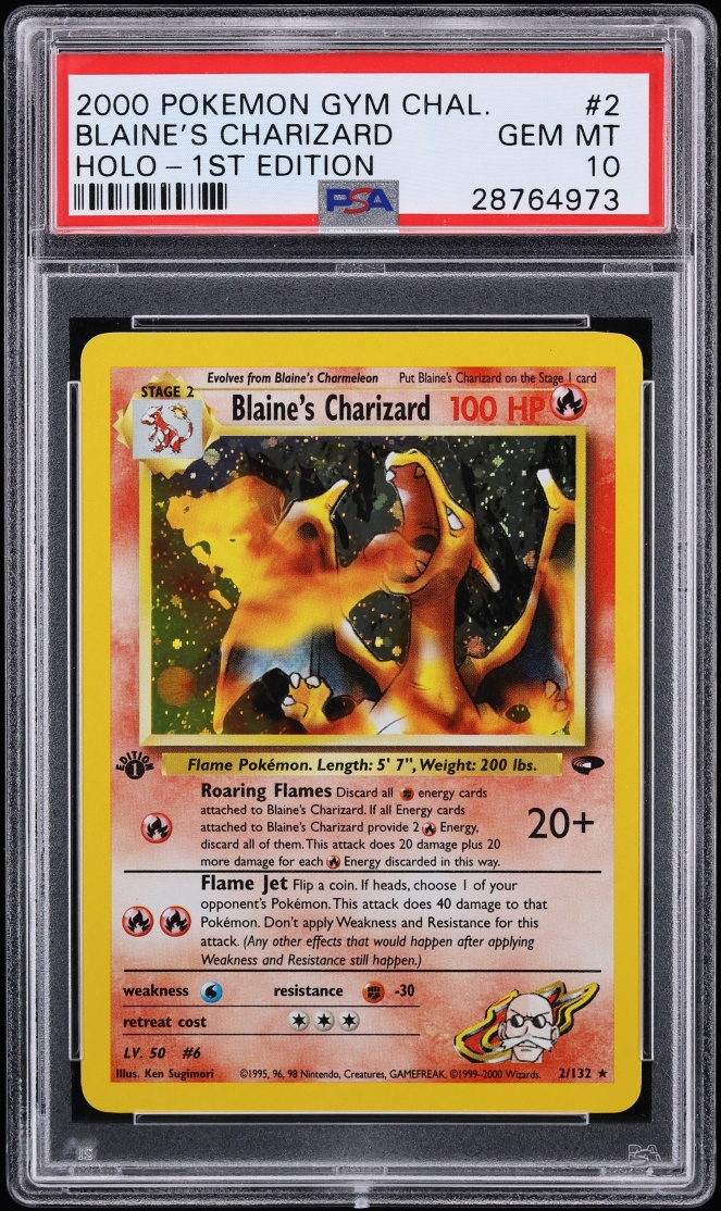 2000 Pokemon Gym Challenge Holo-1st Edition Blaine's Charizard #2 PSA 10 GEM MINT