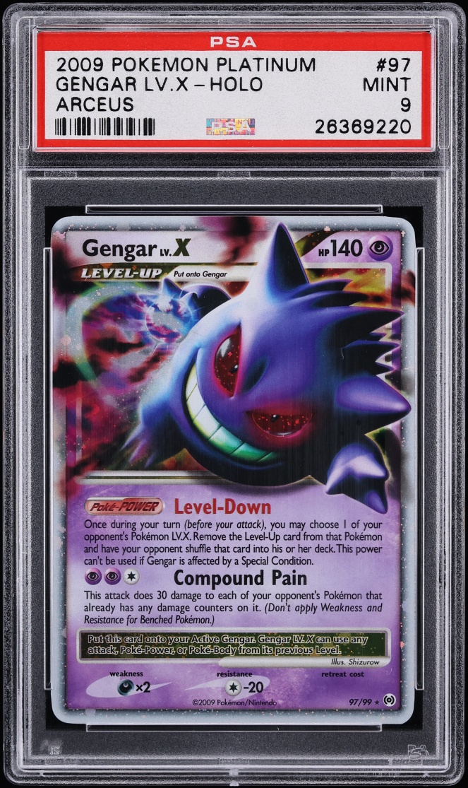 2009 Pokemon Platinum Era Arceus Holo Gengar LV.X #97 PSA 9 MINT