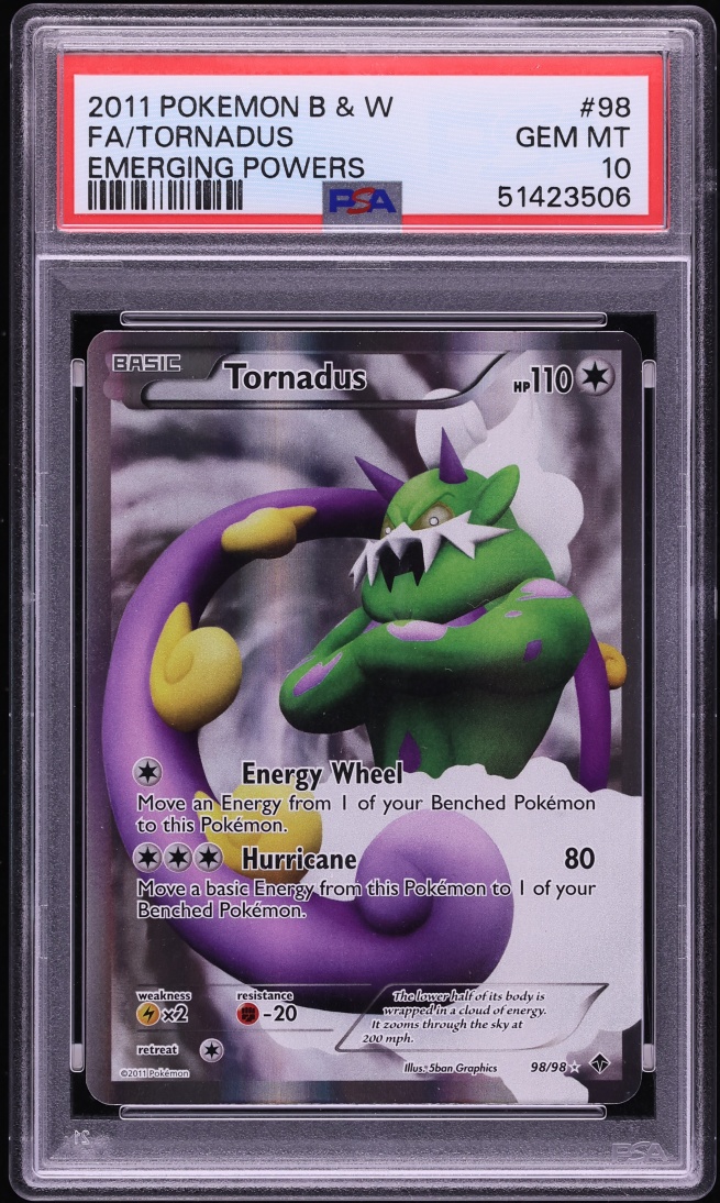 2011 Pokemon Black & White Emerging Powers Full Art Tornadus #98 PSA 10 GEM MINT