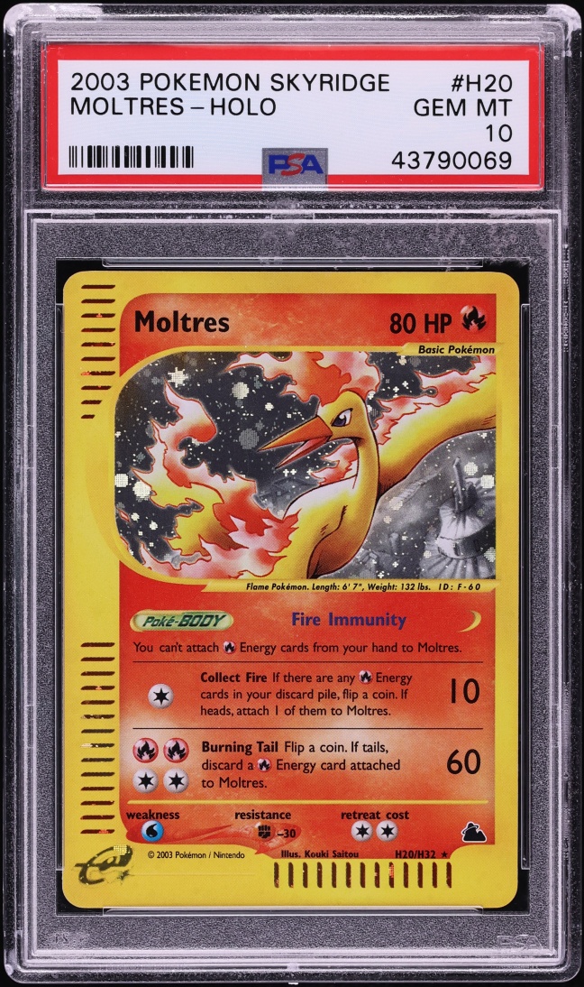 2003 Pokemon Skyridge Holo Moltres #H20 PSA 10 GEM MINT