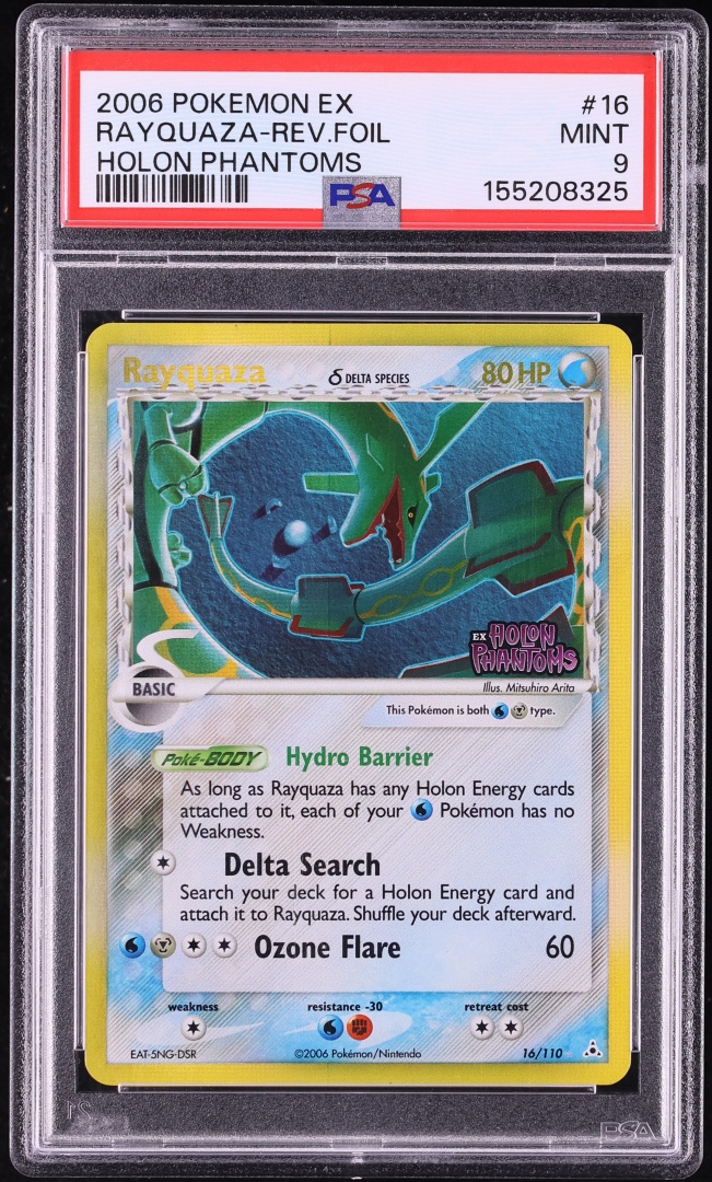 2006 Pokemon EX Holon Phantoms Reverse Holo Rayquaza #16 PSA 9 MINT