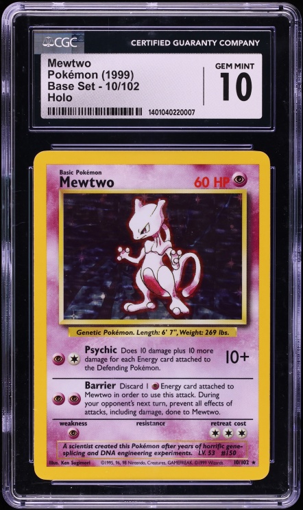 1996 Pokemon Japanese Base No Rarity Holo Mewtwo#150 BGS 8.5 NM