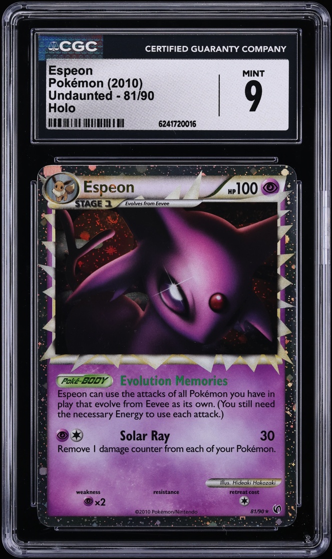 2010 Pokemon HeartGold & SoulSilver Undaunted Holo Espeon #81 CGC 9 MINT