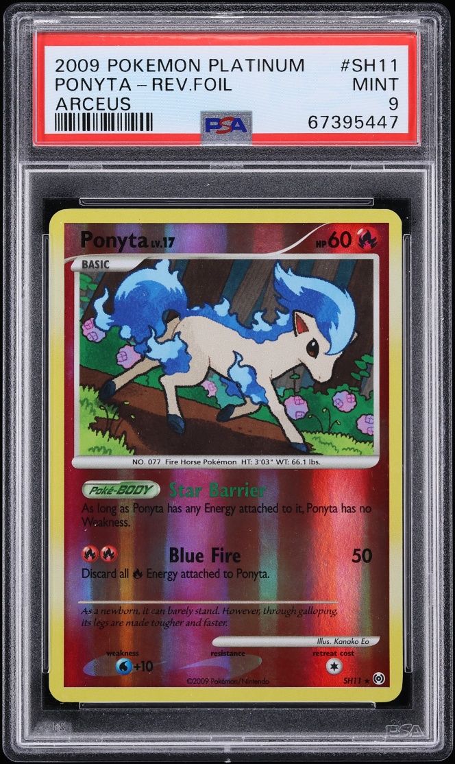 2009 Pokemon Platinum Arceus Reverse Holo Ponyta #SH11 PSA 9 MINT