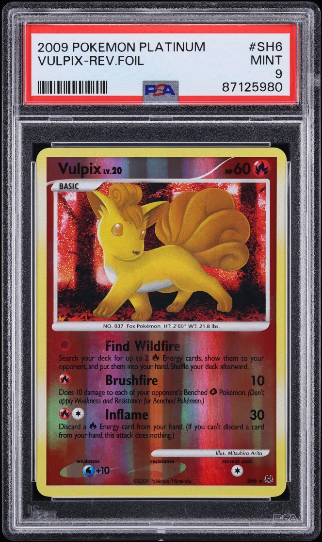 2009 Pokemon Platinum Reverse Holo Vulpix #SH6 PSA 9 MINT