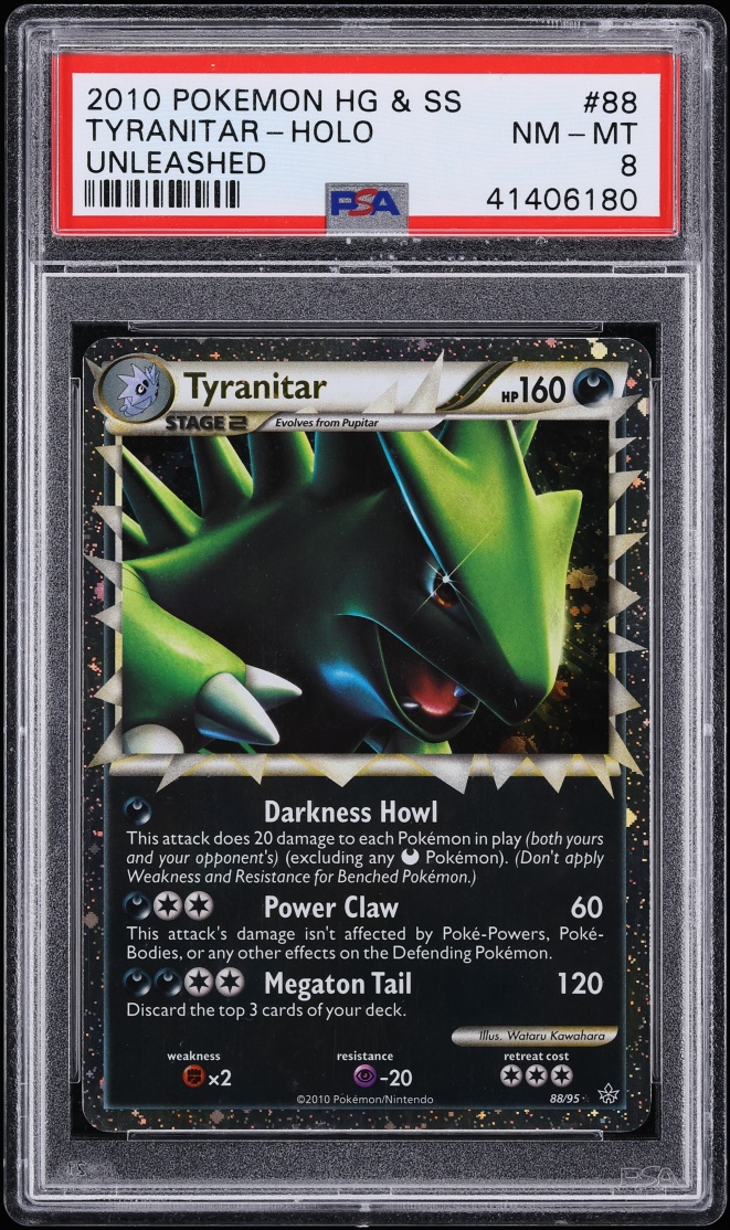2010 Pokemon HeartGold & SoulSilver Unleashed Holo Tyranitar #88 PSA 8 NM-MT