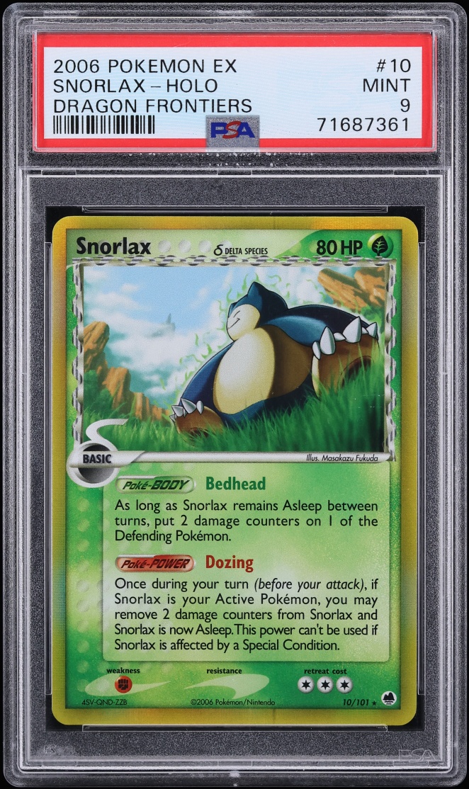 2006 Pokemon EX Dragon Frontiers Holo Snorlax #10 PSA 9 MINT