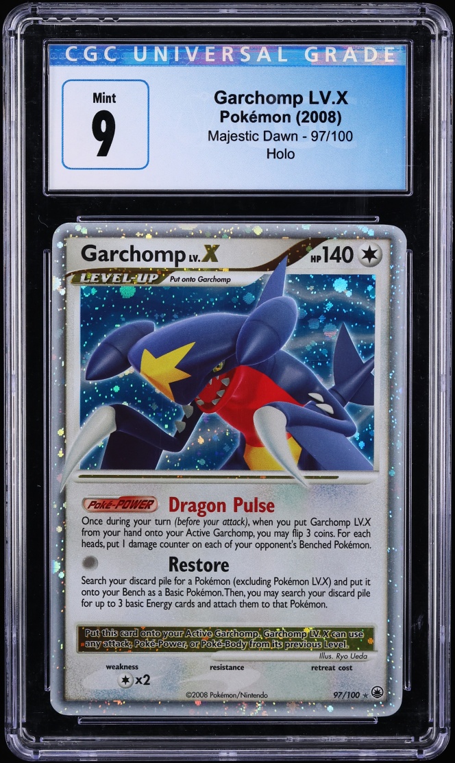 2008 Pokemon Diamond & Pearl Majestic Dawn Holo Garchomp LV.X #97 CGC 9 MINT