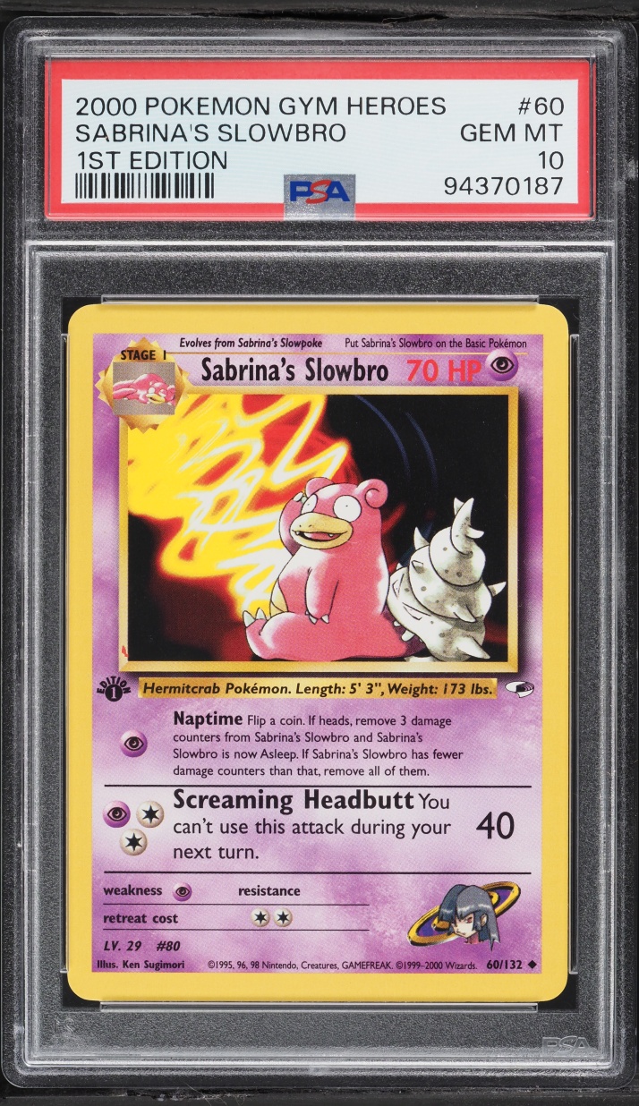 2000 Pokemon Gym Heroes 1st Edition Sabrina's Slowbro #60 PSA 10 GEM MINT