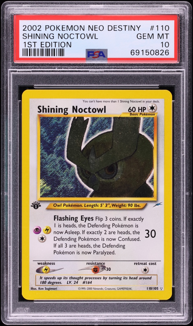 2002 Pokemon Neo Destiny 1st Edition Shining Noctowl #110 PSA 10 GEM MINT