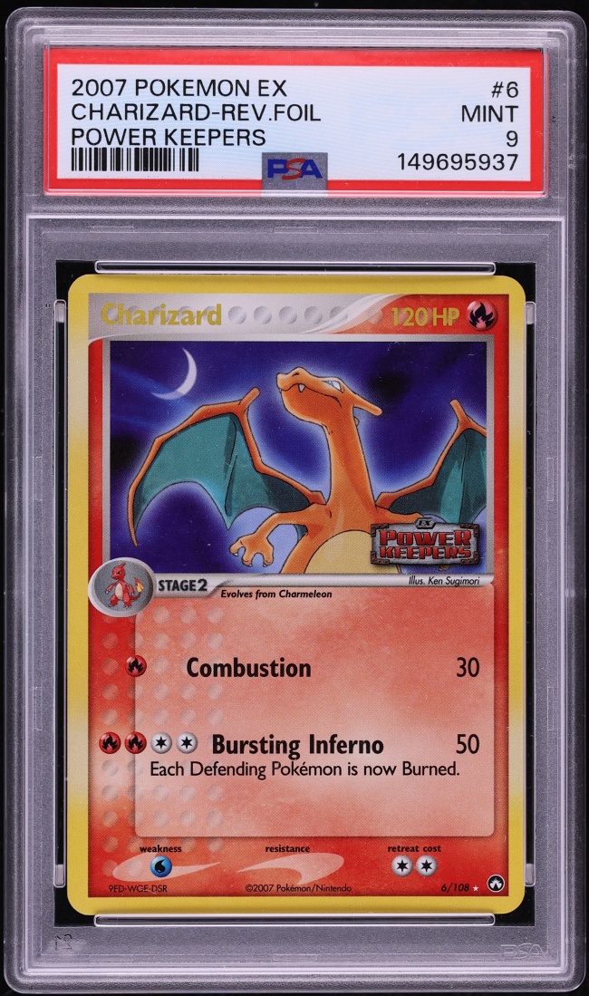 2007 Pokemon EX Power Keepers Reverse Holo Charizard #6 PSA 9 MINT
