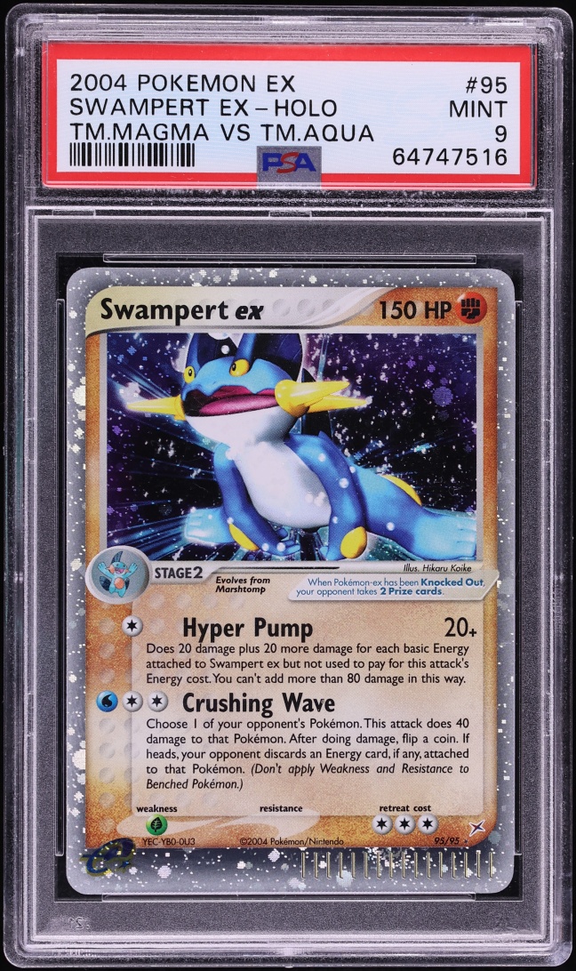 2004 Pokemon EX Team Magma Vs Team Aqua Holo Swampert EX #95 PSA 9 MINT