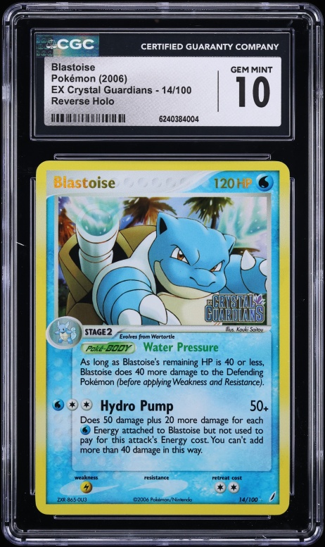 2006 Pokemon EX Crystal Guardians Reverse Holo Blastoise #14 CGC 10 GEM MINT
