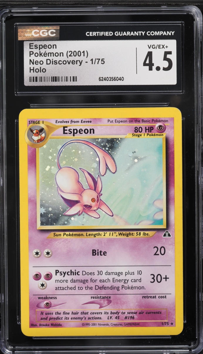 2001 Pokemon Neo Discovery Holo Espeon #1 CGC 4.5 VGEX+