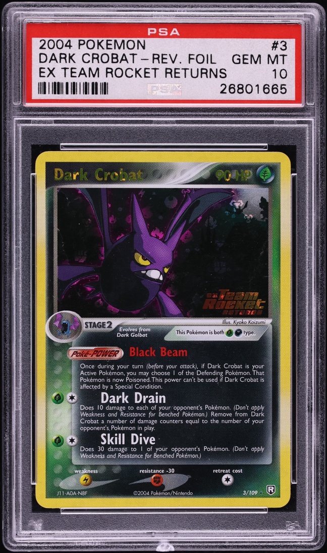 2004 Pokemon EX Team Rocket Returns Reverse Holo Dark Crobat #3 PSA 10 GEM MINT