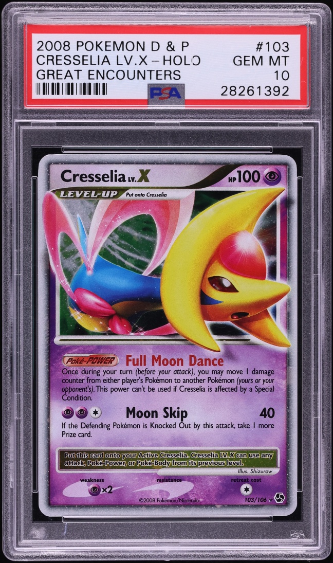 2008 Pokemon Diamond & Pearl Great Encounters Holo Cresselia LV.X #103 PSA 10 GEM MINT
