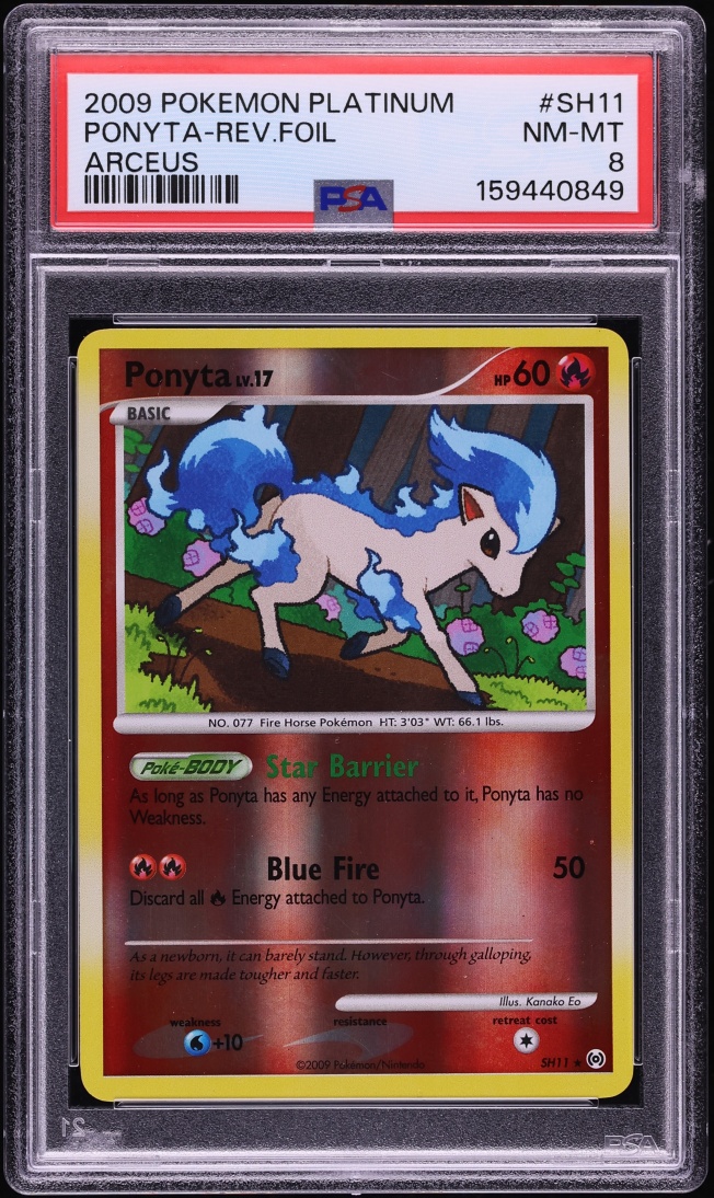 2009 Pokemon Platinum Arceus Reverse Holo Ponyta #SH11 PSA 8 NM-MT