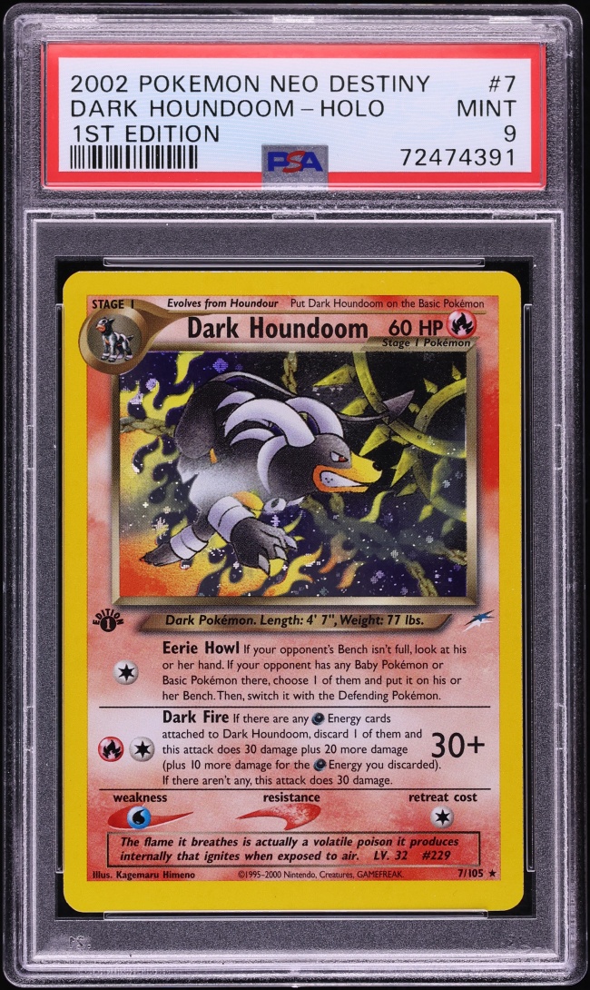 2002 Pokemon Neo Destiny 1st Edition Holo Dark Houndoom #7 PSA 9 MINT