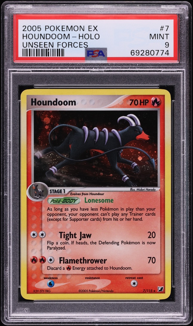 2005 Pokemon EX Unseen Forces Holo Houndoom #7 PSA 9 MINT
