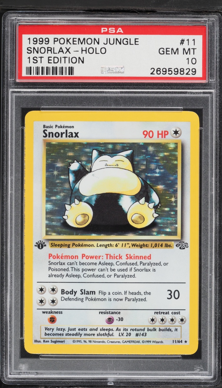 1999 Pokemon Jungle 1st Edition Holo Snorlax #11 PSA 10 GEM MINT