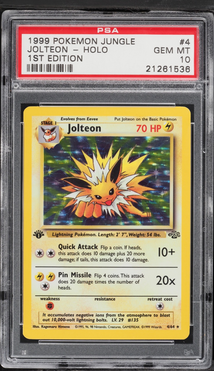 1999 Pokemon Jungle 1st Edition Holo Jolteon #4 PSA 10 GEM MINT