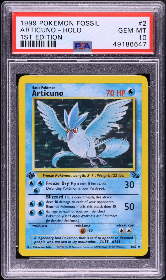 1999 Pokemon Fossil 1st Edition Holo Articuno #2 PSA 10 GEM MINT