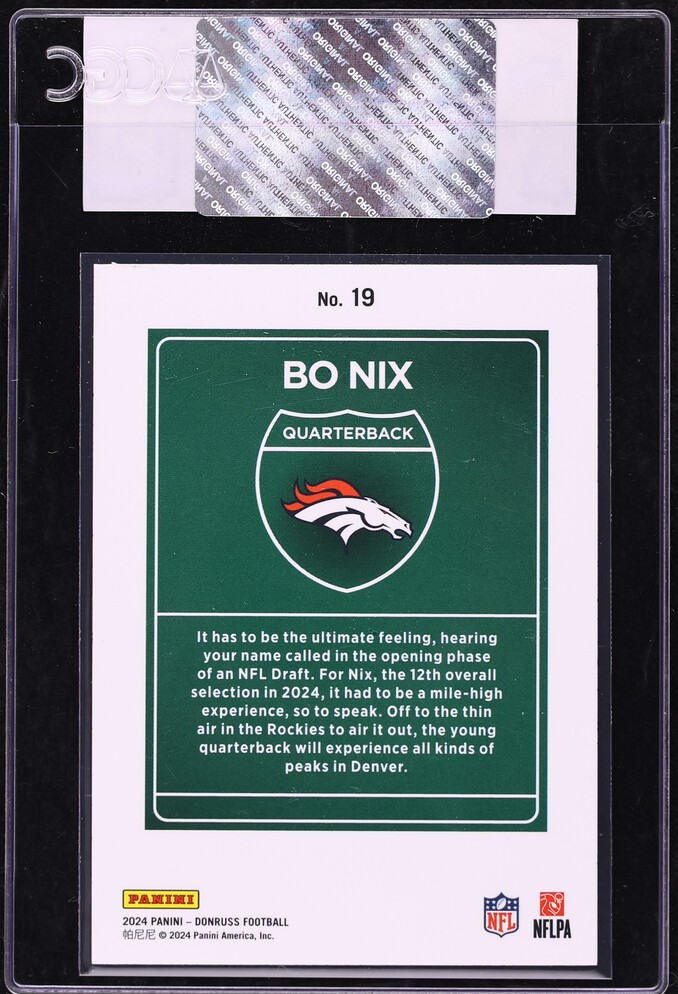 2024 Donruss Downtown Bo Nix ROOKIE #19 CGC AUTH